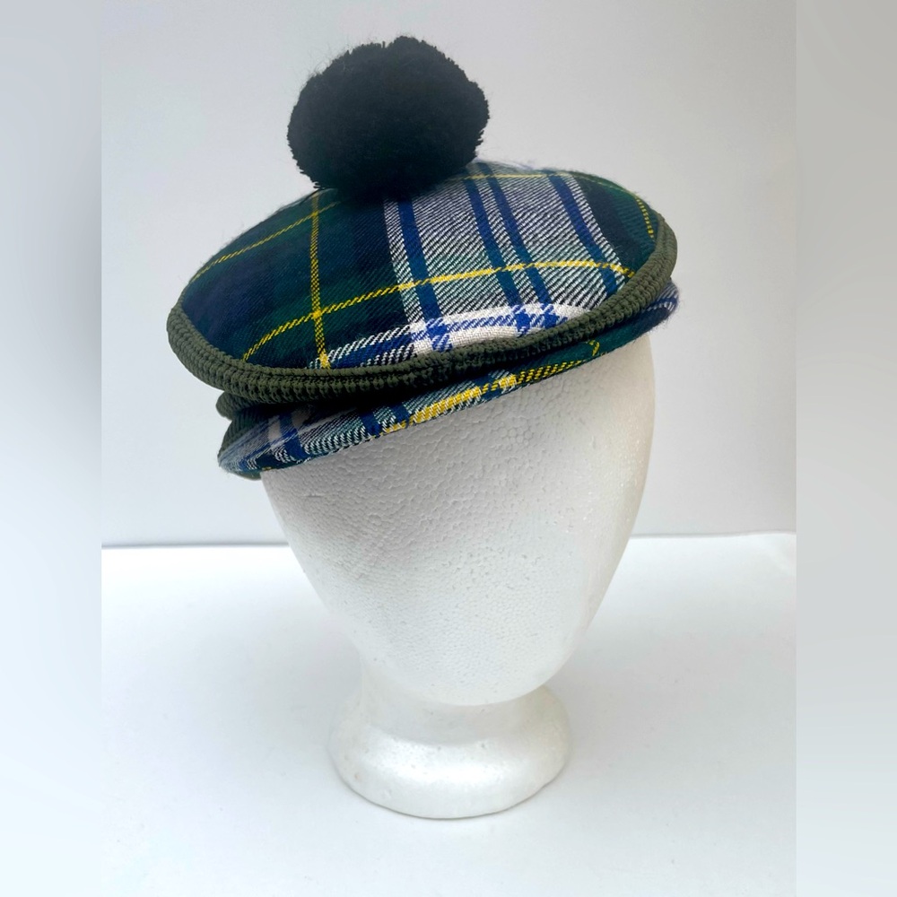 Authentic GLENWAY CAP WOOL SCOTLAND TAM O SHANTER GOLF HAT Green Blue Tart…